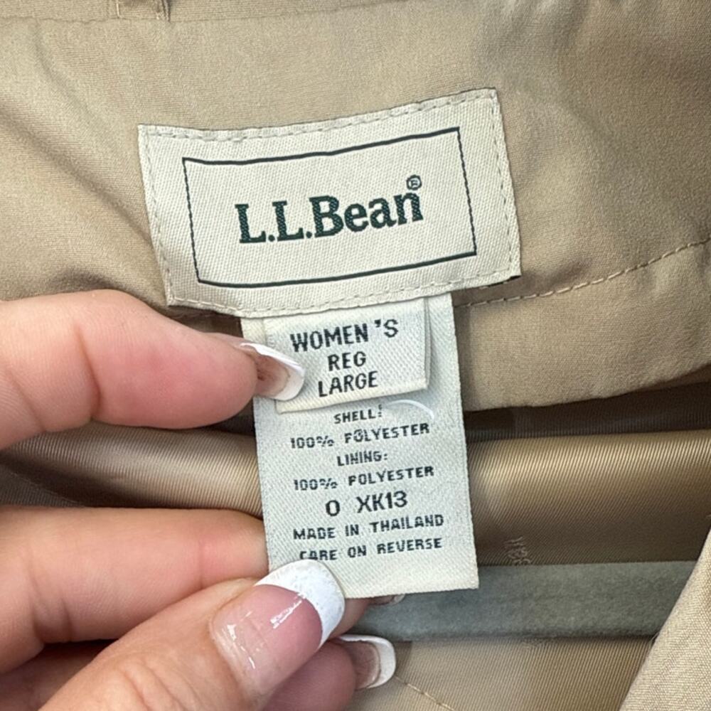 L.L.Bean Women’s Trench Coat Khaki Large - Picture 2 of 4